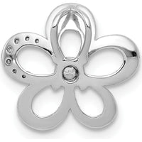14K White Gold Diamond Floral Pendant with Round Diamonds - 0.025 Carat Total Diamond Weight by Monteluci Fine Jewelry