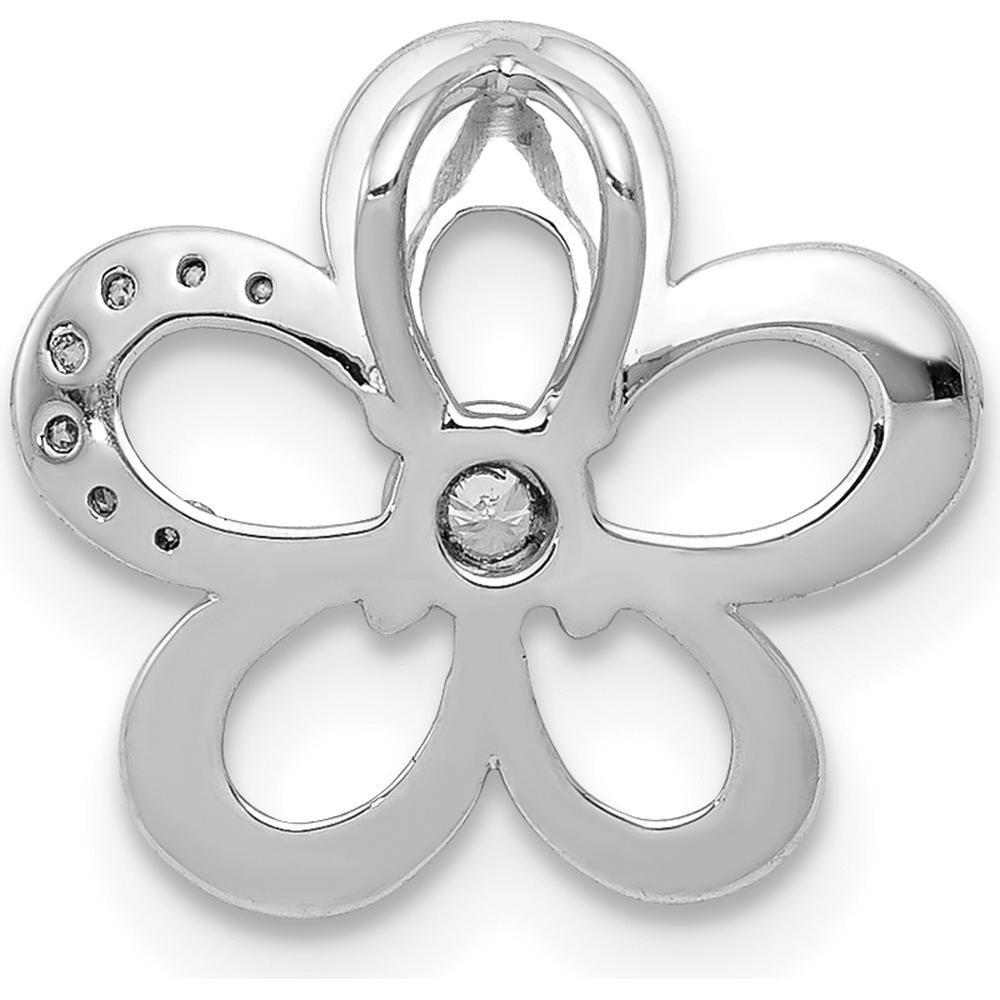 14K White Gold Diamond Floral Pendant with Round Diamonds - 0.025 Carat Total Diamond Weight by Monteluci Fine Jewelry