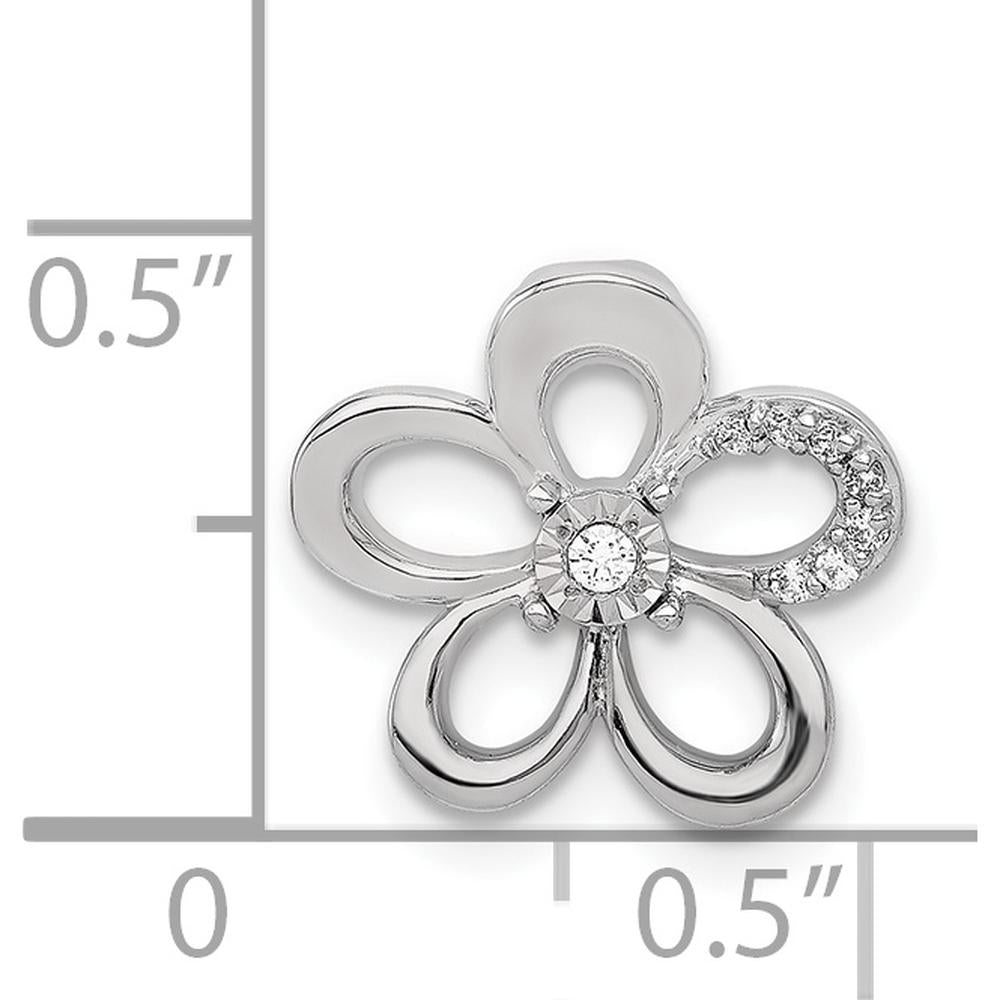 14K White Gold Diamond Floral Pendant with Round Diamonds - 0.025 Carat Total Diamond Weight by Monteluci Fine Jewelry