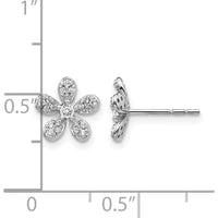 14K White Gold Diamond Flower Button Earrings with Round-Cut Diamonds - 0.069 Carats Total Diamond Weight by Monteluci Fine Jewelry