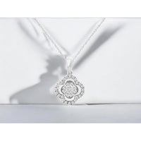 14K White Gold Diamond Flower Pendant Necklace - 0.10 Carats Total Diamond Weight