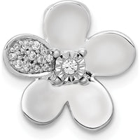 14K White Gold Diamond Flower Pendant with Round Diamonds - 0.03 Carat Total Diamond Weight by Monteluci Fine Jewelry
