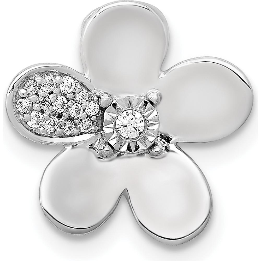 14K White Gold Diamond Flower Pendant with Round Diamonds - 0.03 Carat Total Diamond Weight by Monteluci Fine Jewelry