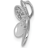 14K White Gold Diamond Flower Pendant with Round Diamonds - 0.03 Carat Total Diamond Weight by Monteluci Fine Jewelry