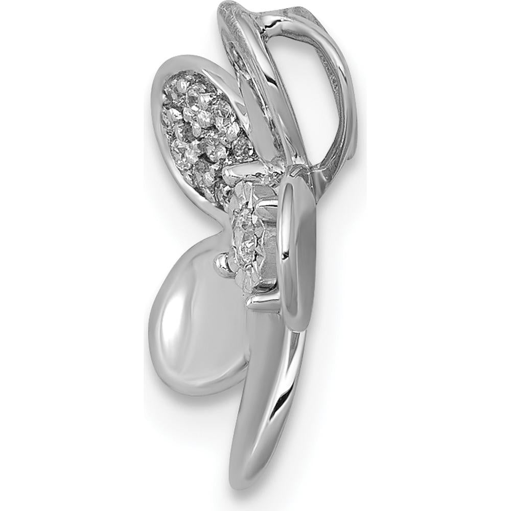 14K White Gold Diamond Flower Pendant with Round Diamonds - 0.03 Carat Total Diamond Weight by Monteluci Fine Jewelry