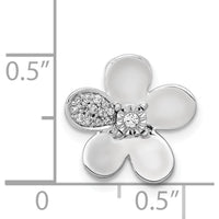 14K White Gold Diamond Flower Pendant with Round Diamonds - 0.03 Carat Total Diamond Weight by Monteluci Fine Jewelry