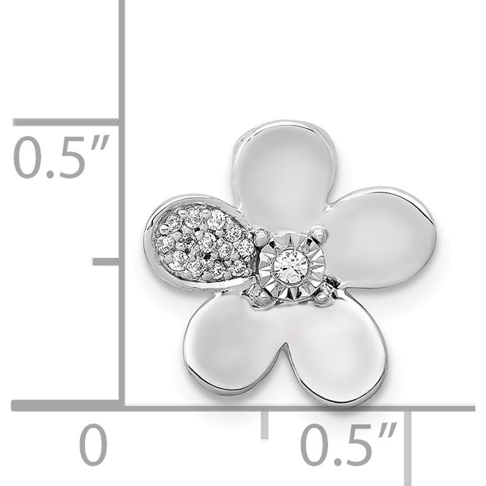 14K White Gold Diamond Flower Pendant with Round Diamonds - 0.03 Carat Total Diamond Weight by Monteluci Fine Jewelry
