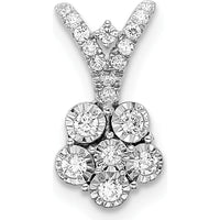 14K White Gold Diamond Flower Pendant with Round Diamonds - 0.10 Carat Total Diamond Weight by Oro Pregiato