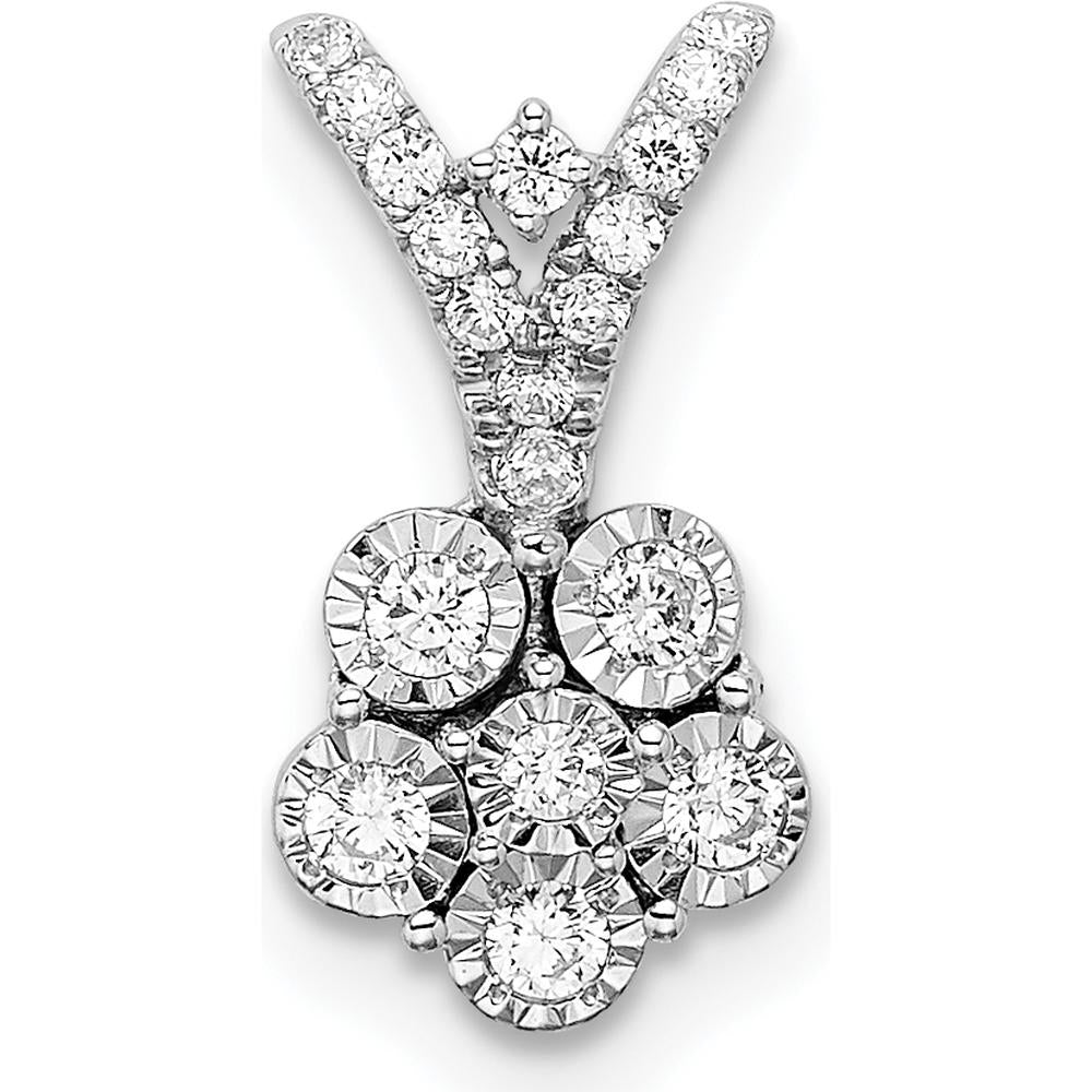 14K White Gold Diamond Flower Pendant with Round Diamonds - 0.10 Carat Total Diamond Weight by Oro Pregiato