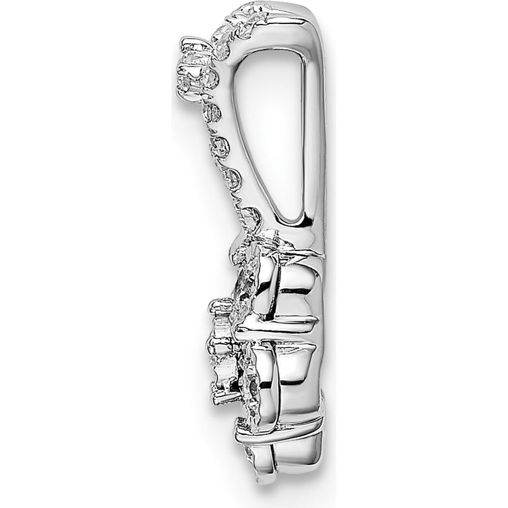 14K White Gold Diamond Flower Pendant with Round Diamonds - 0.10 Carat Total Diamond Weight by Oro Pregiato