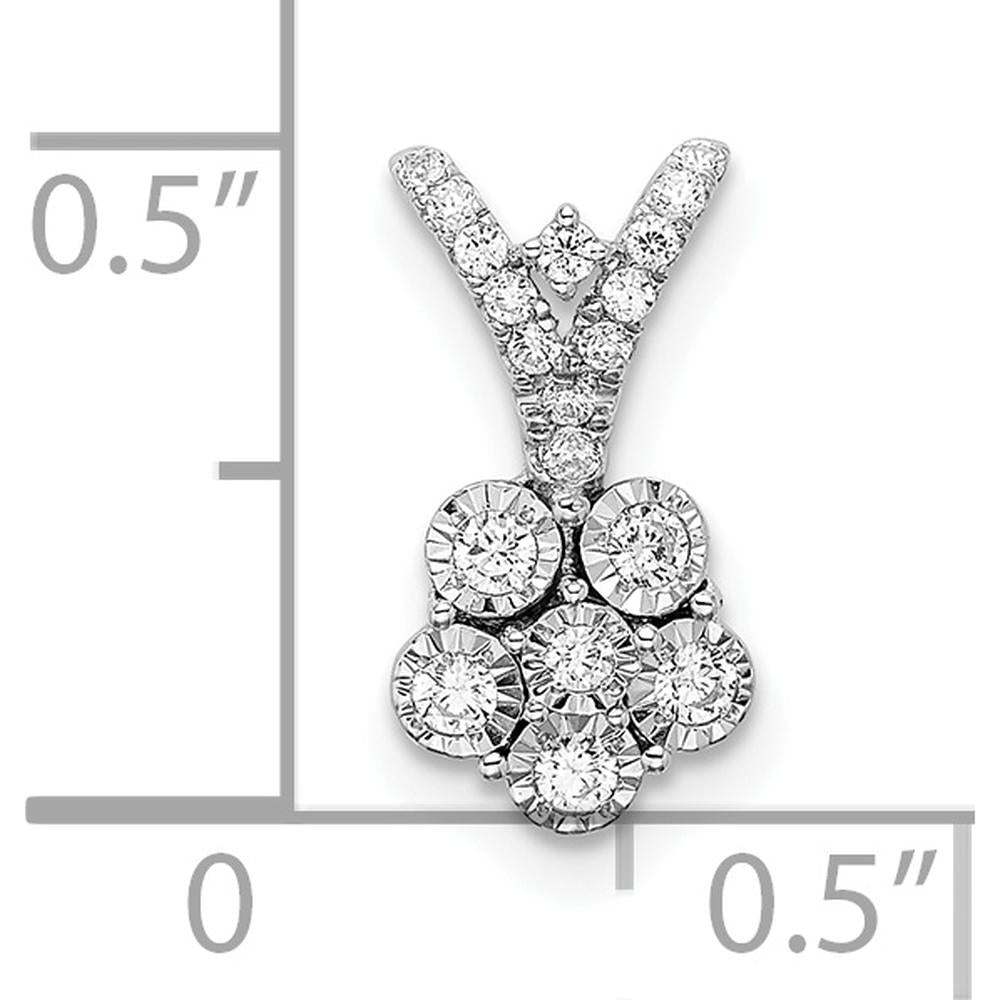 14K White Gold Diamond Flower Pendant with Round Diamonds - 0.10 Carat Total Diamond Weight by Oro Pregiato
