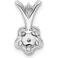 14K White Gold Diamond Flower Pendant with Round Diamonds - 0.10 Carat Total Diamond Weight by Oro Pregiato