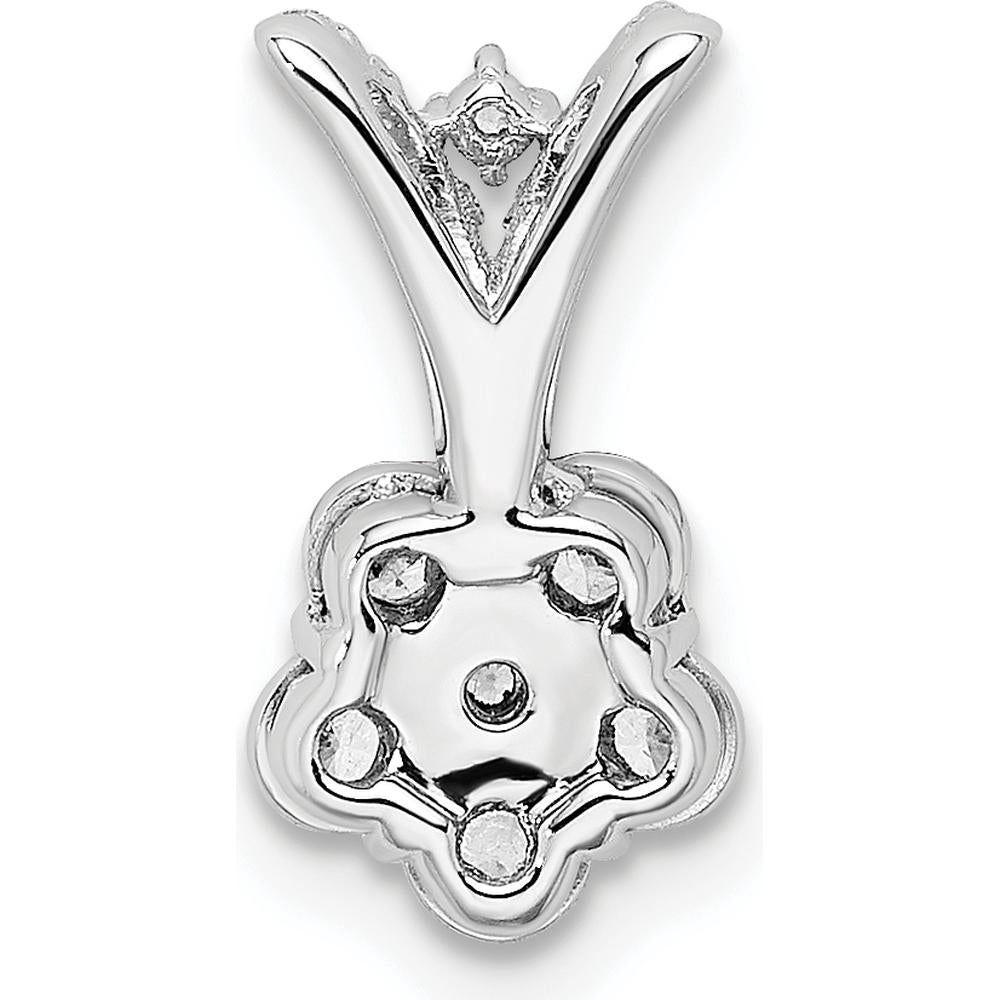 14K White Gold Diamond Flower Pendant with Round Diamonds - 0.10 Carat Total Diamond Weight by Oro Pregiato