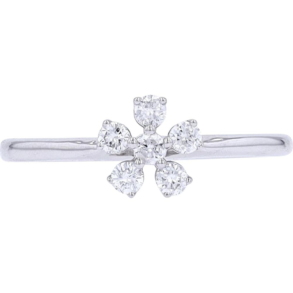 14K White Gold Diamond Flower Ring - 0.25 Carats Total Diamond Weight
