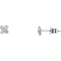 14K White Gold Diamond Flower Stud Earrings - 0.15 Carat Total Diamond Weight