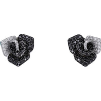 14K White Gold Diamond Flower Stud Earrings by EFFY - 1.85 Carats Total Diamond Weight