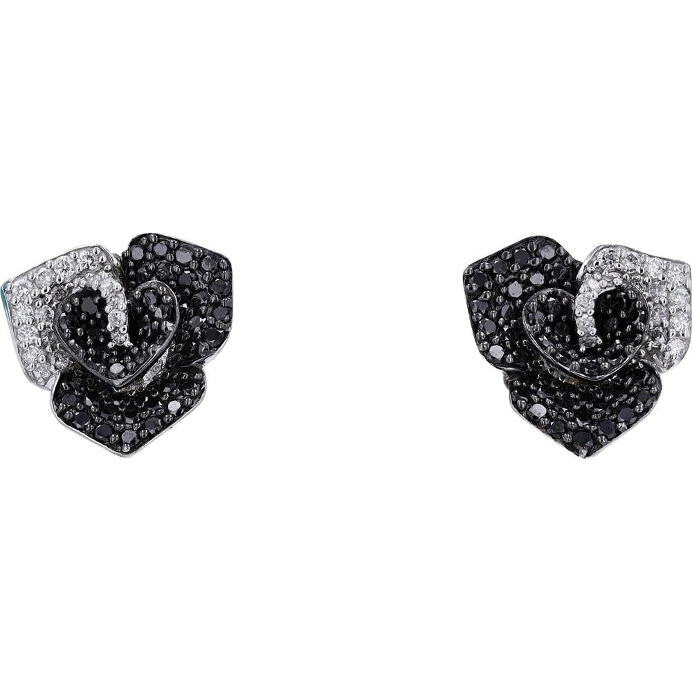 14K White Gold Diamond Flower Stud Earrings by EFFY - 1.85 Carats Total Diamond Weight