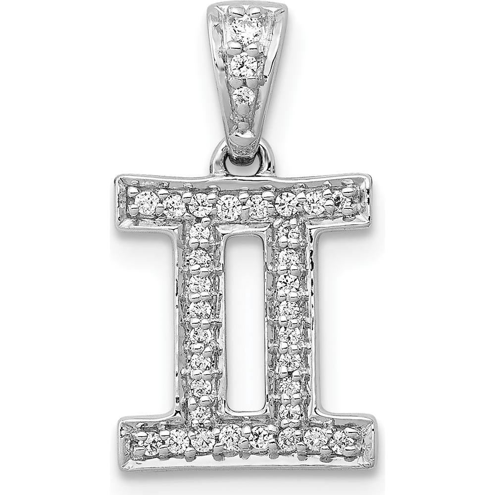 14K White Gold Diamond Gemini Zodiac Pendant - 0.027 Carat Total Diamond Weight by Monteluci Fine Jewelry