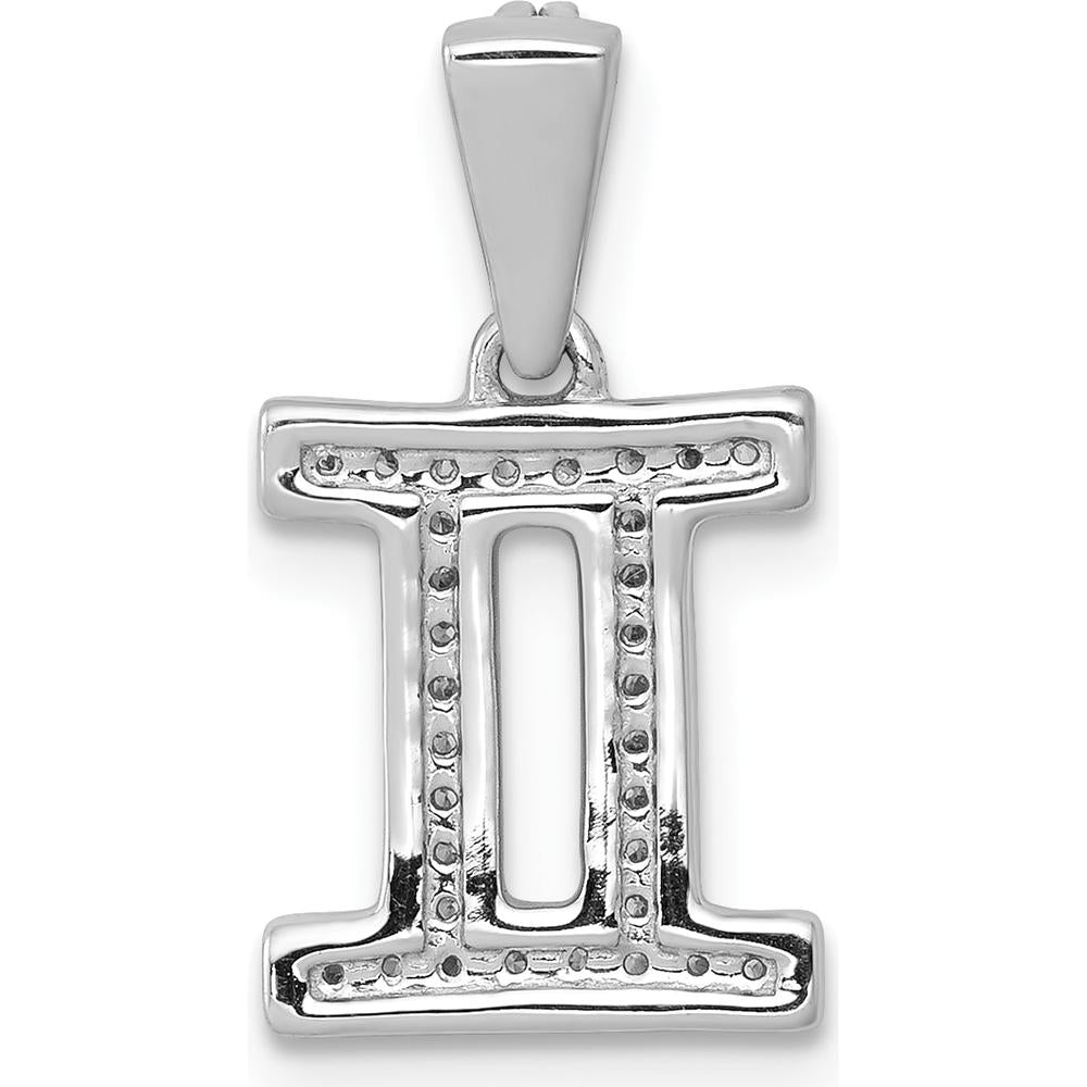 14K White Gold Diamond Gemini Zodiac Pendant - 0.027 Carat Total Diamond Weight by Monteluci Fine Jewelry