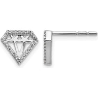 14K White Gold Diamond Gemstone-Shaped Earrings - 0.003 Carats Total Diamond Weight by Monteluci Fine Jewelry