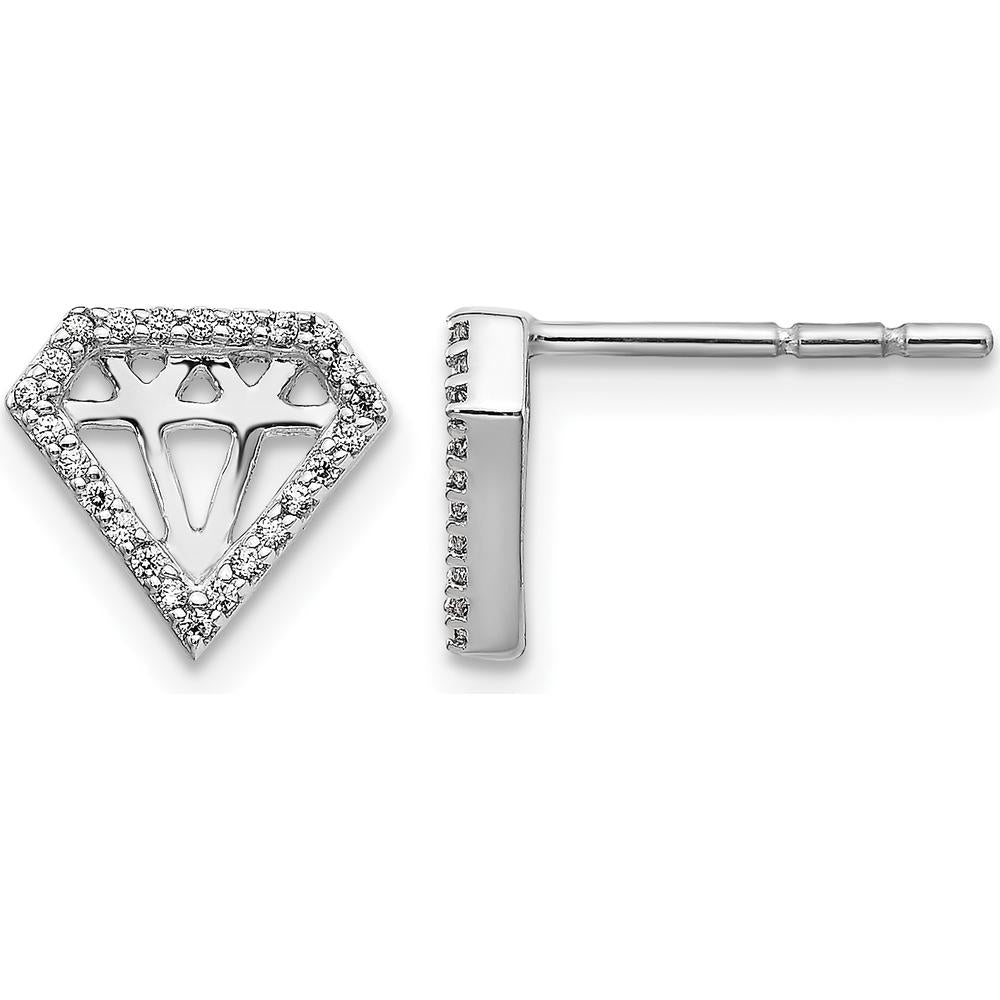 14K White Gold Diamond Gemstone-Shaped Earrings - 0.003 Carats Total Diamond Weight by Monteluci Fine Jewelry