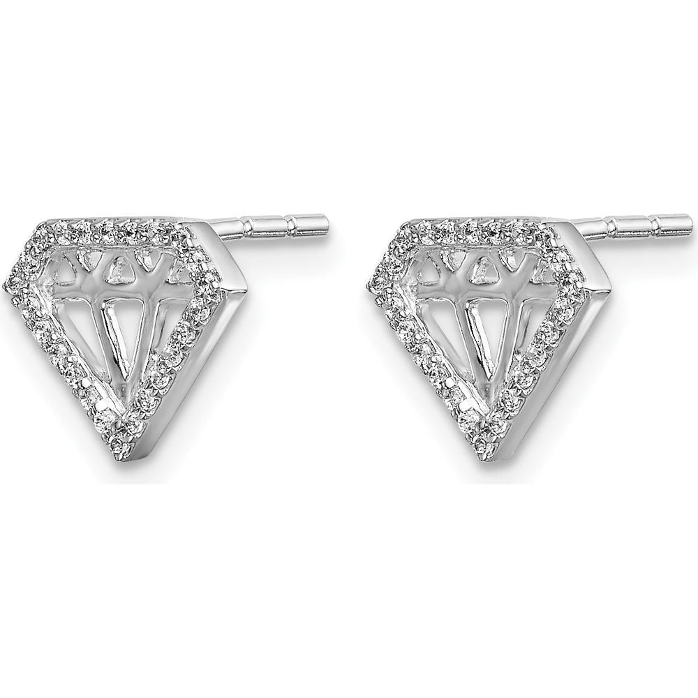 14K White Gold Diamond Gemstone-Shaped Earrings - 0.003 Carats Total Diamond Weight by Monteluci Fine Jewelry