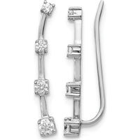 14K White Gold Diamond Graduated 4-Stone Ear Climbers - 0.15 Carats Total Diamond Weight by Monteluci Fine Jewelry