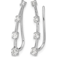 14K White Gold Diamond Graduated 4-Stone Ear Climbers - 0.15 Carats Total Diamond Weight by Monteluci Fine Jewelry