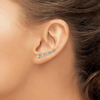 14K White Gold Diamond Graduated 4-Stone Ear Climbers - 0.15 Carats Total Diamond Weight by Monteluci Fine Jewelry
