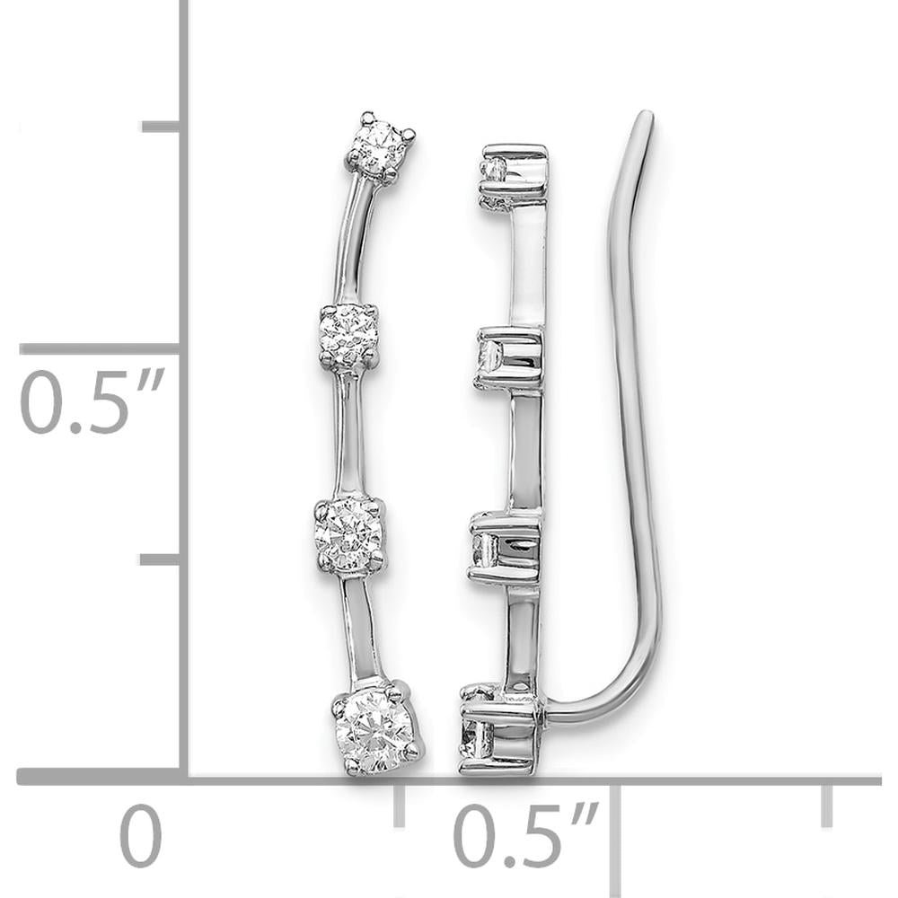 14K White Gold Diamond Graduated 4-Stone Ear Climbers - 0.15 Carats Total Diamond Weight by Monteluci Fine Jewelry