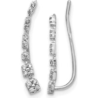 14K White Gold Diamond Graduated Ear Climber Earrings - 0.028 Carats Total Diamond Weight by Monteluci Fine Jewelry
