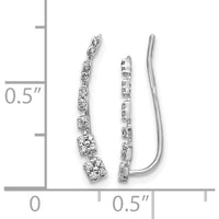 14K White Gold Diamond Graduated Ear Climber Earrings - 0.028 Carats Total Diamond Weight by Monteluci Fine Jewelry