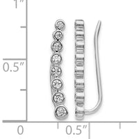 14K White Gold Diamond Graduated Ear Climber Earrings - 0.14 Carats Total Diamond Weight by Monteluci Fine Jewelry