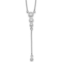 14K White Gold Diamond Graduated Y-Necklace with Dangle Pendant - 0.26 Carat Total Diamond Weight by Monteluci Fine Jewelry