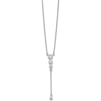 14K White Gold Diamond Graduated Y-Necklace with Dangle Pendant - 0.26 Carat Total Diamond Weight by Monteluci Fine Jewelry
