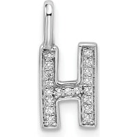 14K White Gold Diamond "H" Initial Pendant with Rhodium Finish by Oro Pregiato