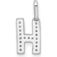 14K White Gold Diamond "H" Initial Pendant with Rhodium Finish by Oro Pregiato