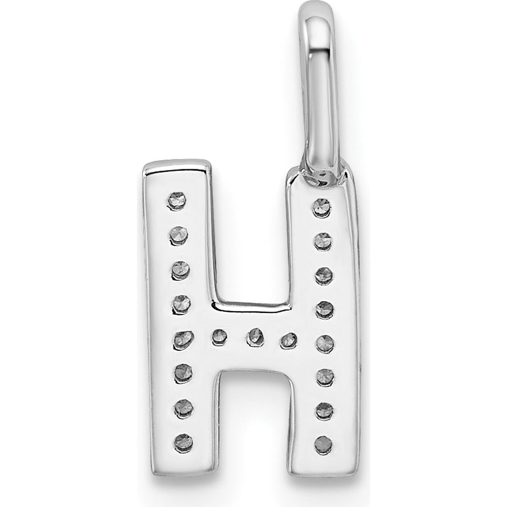14K White Gold Diamond "H" Initial Pendant with Rhodium Finish by Oro Pregiato