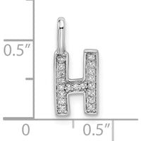 14K White Gold Diamond "H" Initial Pendant with Rhodium Finish by Oro Pregiato