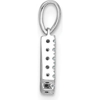 14K White Gold Diamond "H" Letter Pendant with Polished Finish and Rhodium Plating by Oro Pregiato