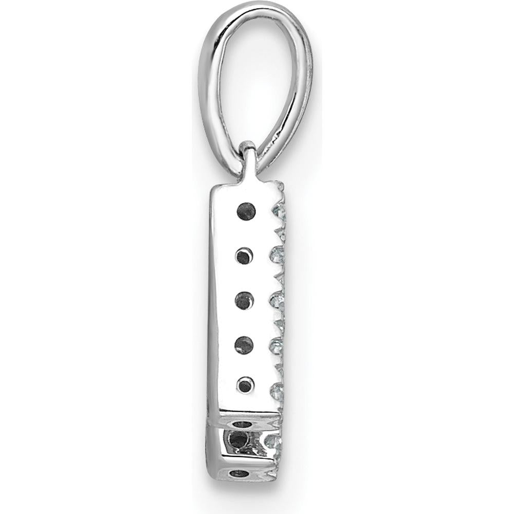 14K White Gold Diamond "H" Letter Pendant with Polished Finish and Rhodium Plating by Oro Pregiato
