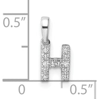 14K White Gold Diamond "H" Letter Pendant with Polished Finish and Rhodium Plating by Oro Pregiato
