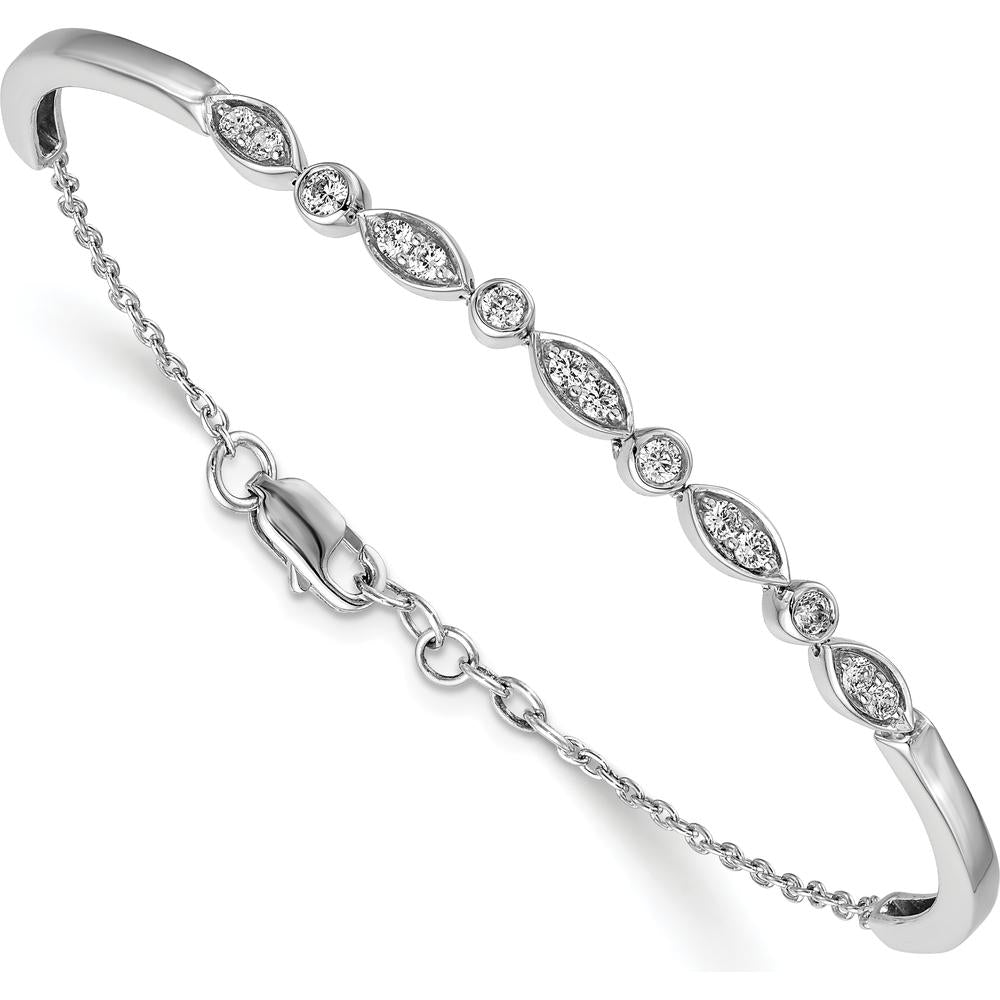 14K White Gold Diamond Half-Bangle Bracelet - 0.5 Carats Total Diamond Weight by Monteluci Fine Jewelry