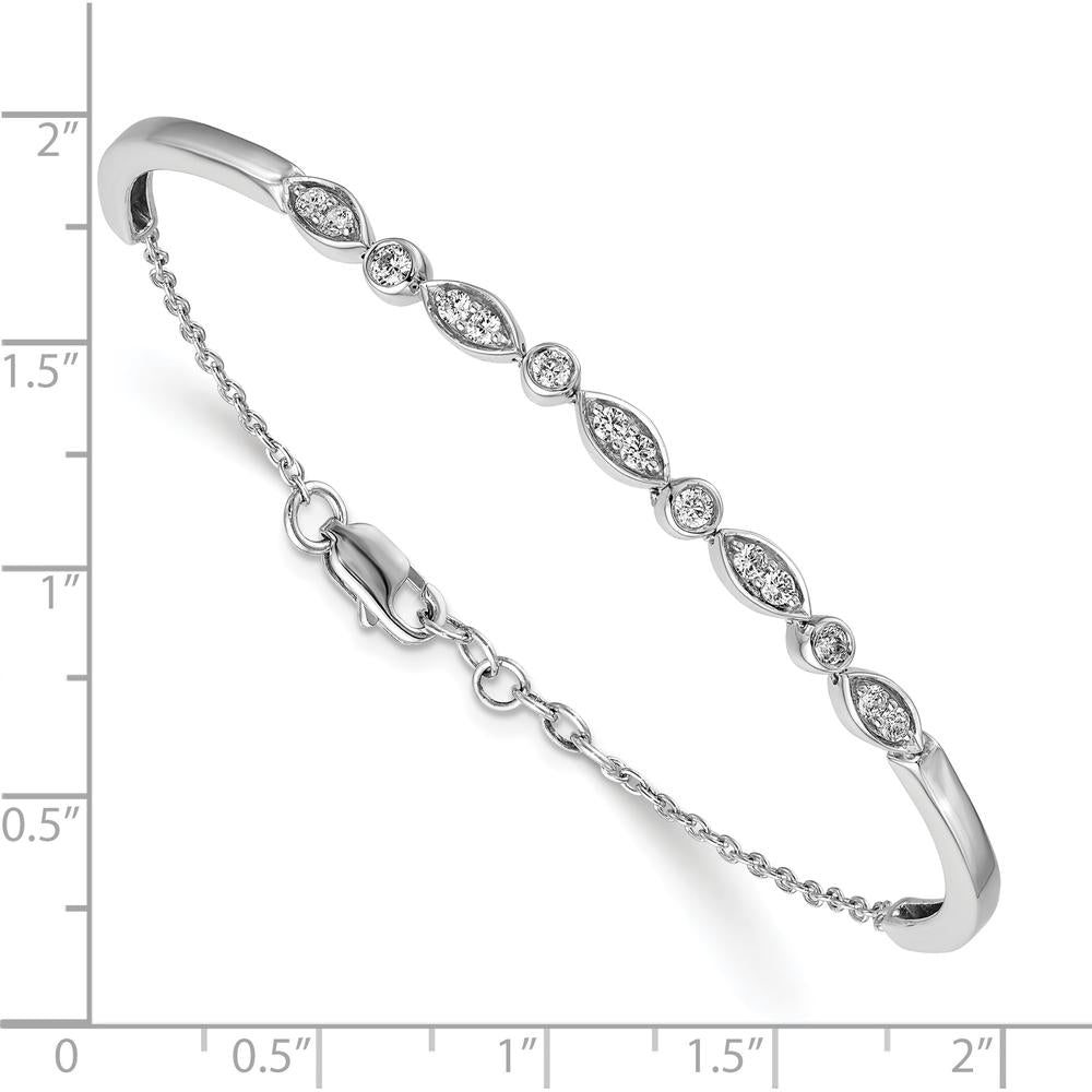 14K White Gold Diamond Half-Bangle Bracelet - 0.5 Carats Total Diamond Weight by Monteluci Fine Jewelry