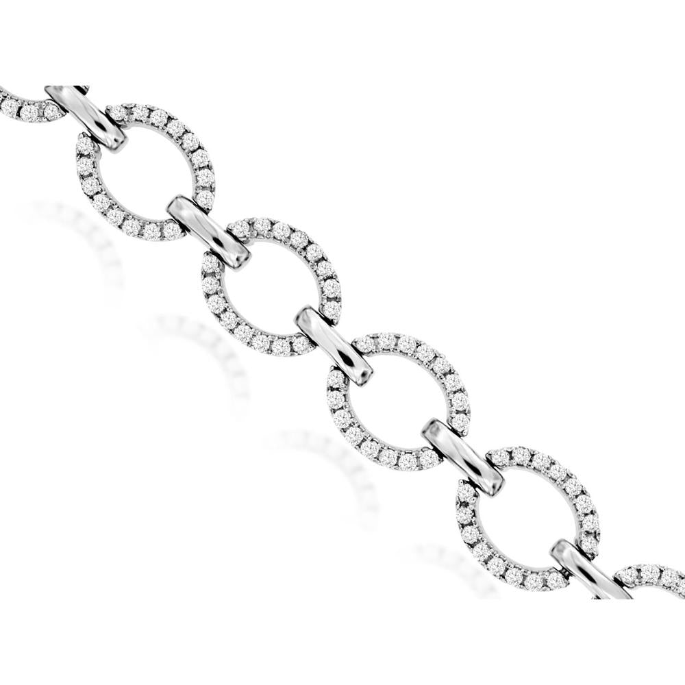 14K White Gold Diamond Halo Bracelet - 2.05 Carats Total Diamond Weight
