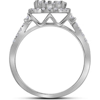 14K White Gold Diamond Halo Bridal Wedding Ring Set with 1.01 Carat Round Prong-Set Diamond