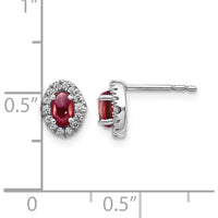 14K White Gold Diamond Halo Cabochon Garnet Earrings - 0.35 Carats Total Garnet Weight by Monteluci Fine Jewelry