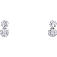 14K White Gold Diamond Halo Circle Earrings - 0.42 Carats Total Diamond Weight