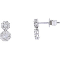 14K White Gold Diamond Halo Circle Earrings - 0.42 Carats Total Diamond Weight
