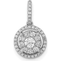 14K White Gold Diamond Halo Cluster Pendant - 0.40 Carat Total Diamond Weight by Monteluci Fine Jewelry